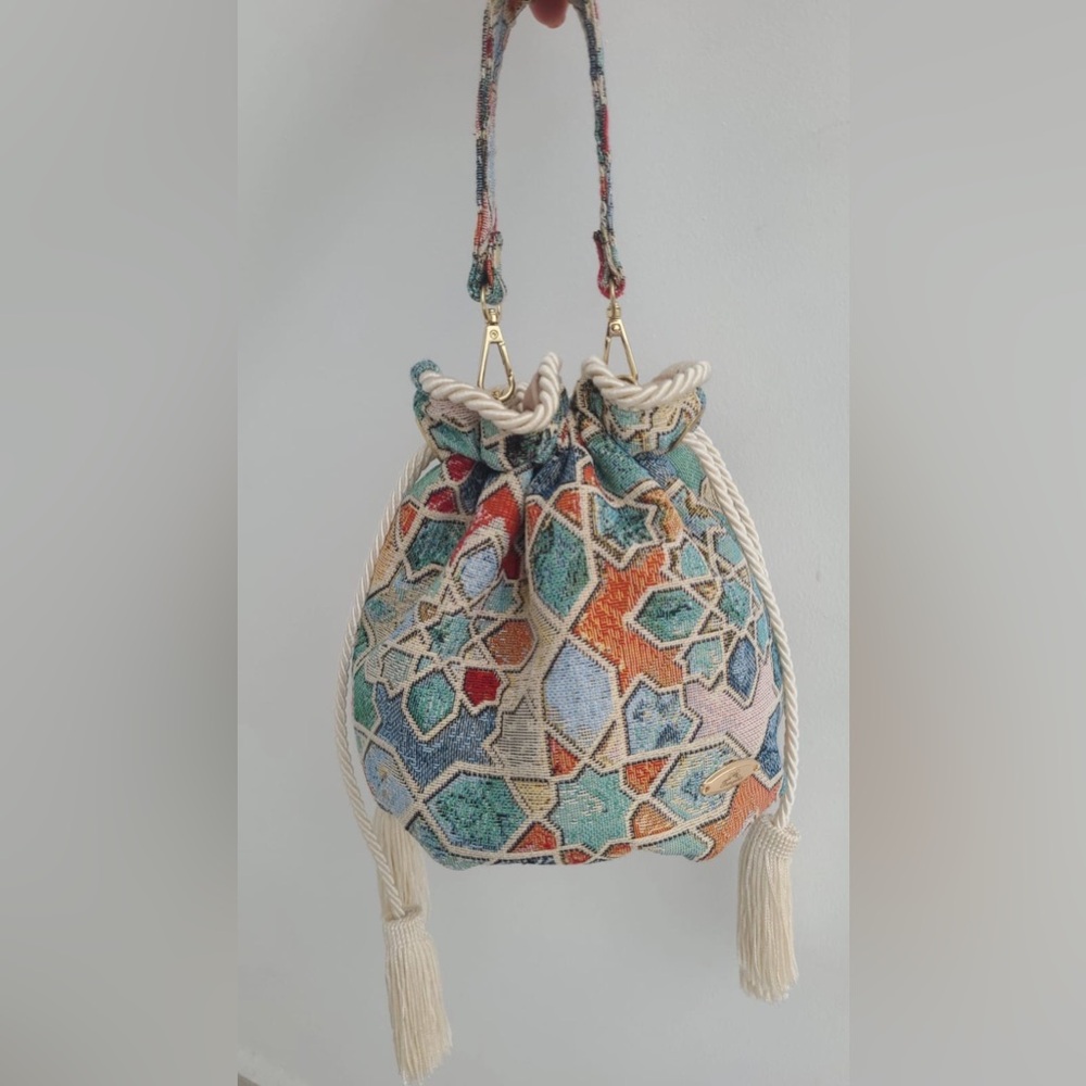 Colorful Geometric Tapestry Shoulder Bag